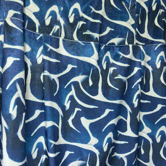 Averie NWT Thea Off Shoulder Blue Abstract Print Cap Sleeve V-Neck Sheath Dress - Picture 9 of 15